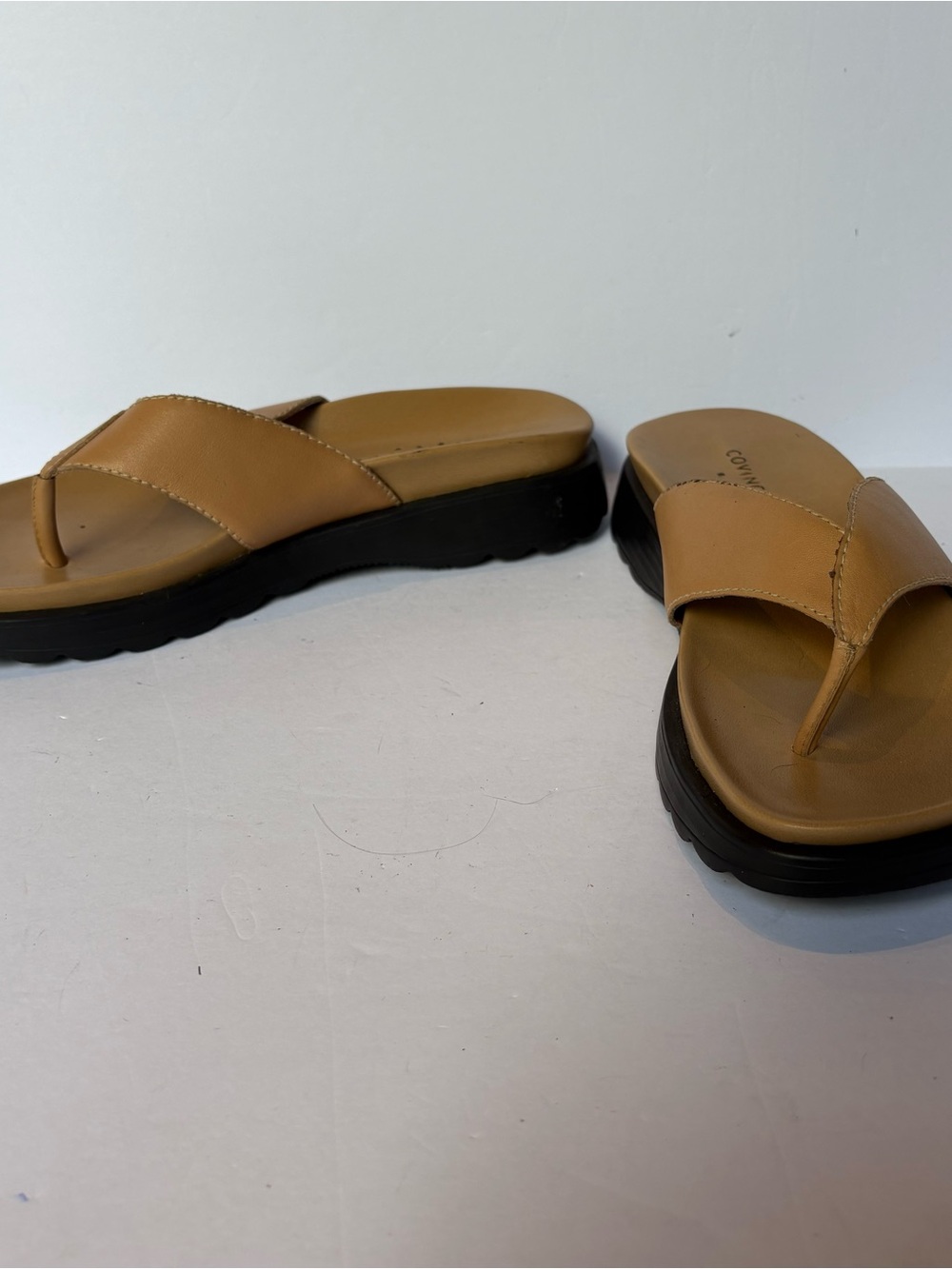 Covington Leather Thong Sandals in Tan - Women's Casual Slide Size 7M